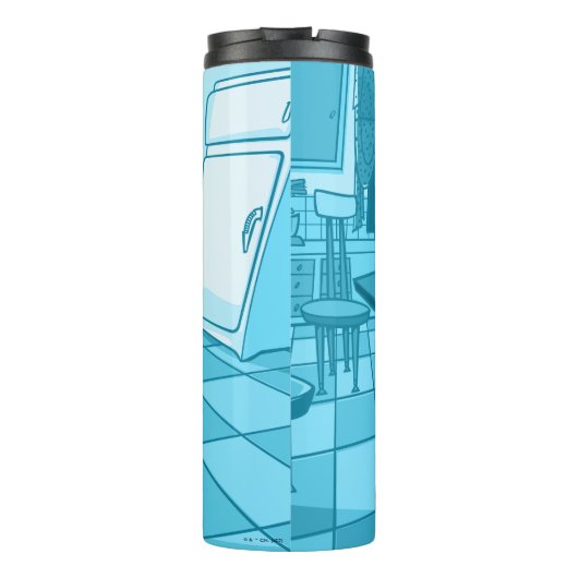 Kuh und Hühnchen lächelnd Grafik Thermosbecher (Rückseite)