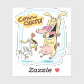 Kuh und Hühnchen lachen Grafik Aufkleber (Blatt)