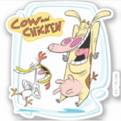 Kuh und Hühnchen lachen Grafik Aufkleber (Vorderseite)