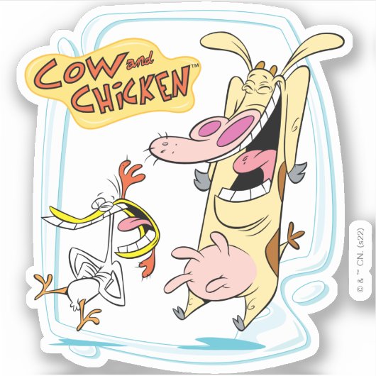 Kuh und Hühnchen lachen Grafik Aufkleber (Vorderseite)