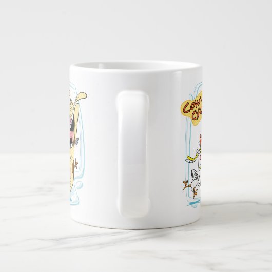 Kuh und Hühnchen lachen Grafik Jumbo-Tasse (Rückseite)