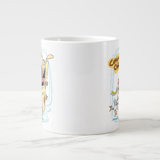 Kuh und Hühnchen lachen Grafik Jumbo-Tasse (Vorderseite)