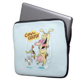Kuh und Hühnchen lachen Grafik Laptopschutzhülle (Vorderseite Links)