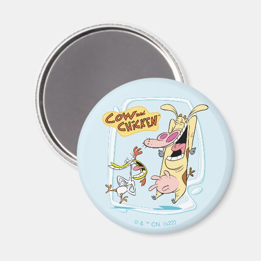 Kuh und Hühnchen lachen Grafik Magnet (Vorderseite/Rückseite)