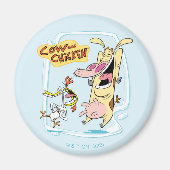 Kuh und Hühnchen lachen Grafik Magnet (Vorne)