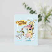 Kuh und Hühnchen lachen Grafik Postkarte (Stehend Vorderseite)