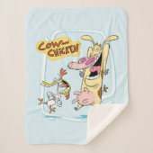 Kuh und Hühnchen lachen Grafik Sherpadecke (Vorderseite)