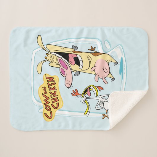 Kuh und Hühnchen lachen Grafik Sherpadecke (Vorderseite (Horizontal))