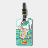 Kuh und Hühnchen mit grafischer Darstellung Gepäckanhänger (Vorderseite vertikal)