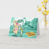 Kuh und Hühnchen mit grafischer Darstellung Karte (Gelbe Blume)