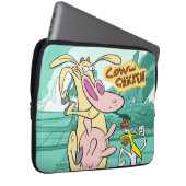 Kuh und Hühnchen mit grafischer Darstellung Laptopschutzhülle (Vorne Rechts)