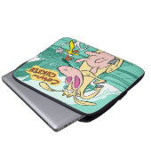 Kuh und Hühnchen mit grafischer Darstellung Laptopschutzhülle (Vorne Knopf)