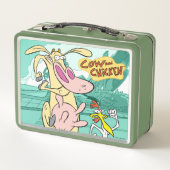 Kuh und Hühnchen mit grafischer Darstellung Metall Brotdose (Rückseite)