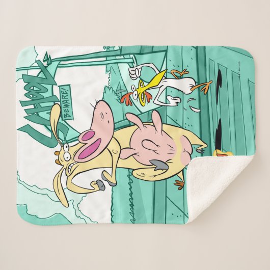 Kuh und Hühnchen mit grafischer Darstellung Sherpadecke (Vorderseite (Horizontal))