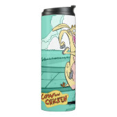 Kuh und Hühnchen mit grafischer Darstellung Thermosbecher (Nach links gedreht)