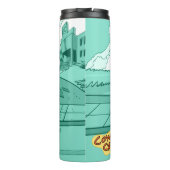 Kuh und Hühnchen mit grafischer Darstellung Thermosbecher (Rückseite)