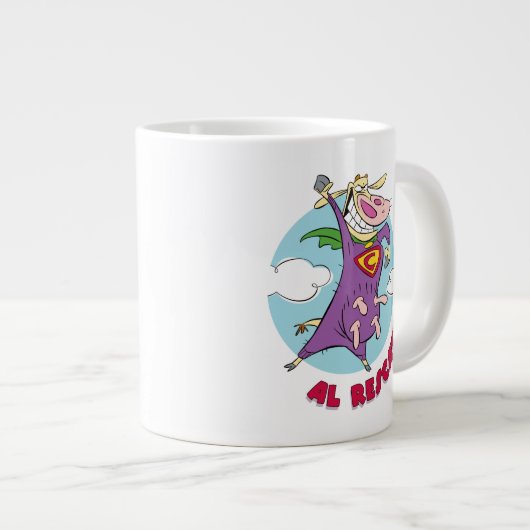 Kuh und Hühnchen Super Cow Al Rescate! Jumbo-Tasse (Vorderseite Rechts)