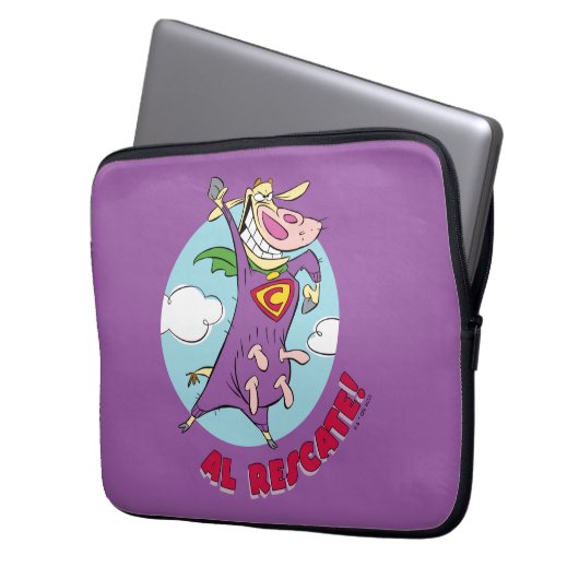 Kuh und Hühnchen Super Cow Al Rescate! Laptopschutzhülle (Vorderseite Links)