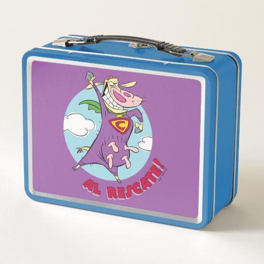 Kuh und Hühnchen Super Cow Al Rescate! Metall Brotdose (Rückseite)