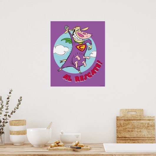 Kuh und Hühnchen Super Cow Al Rescate! Poster (Küche)