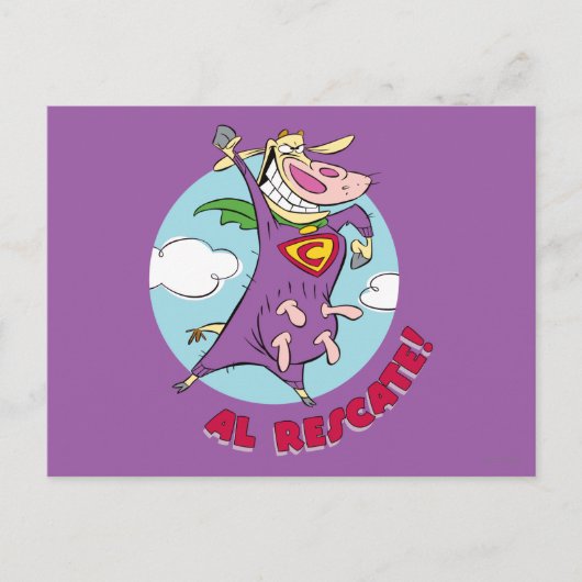 Kuh und Hühnchen Super Cow Al Rescate! Postkarte (Vorderseite)
