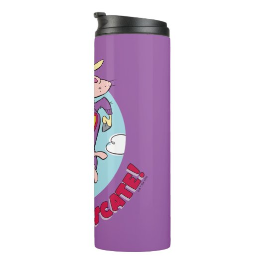 Kuh und Hühnchen Super Cow Al Rescate! Thermosbecher (Nach rechts gedreht)