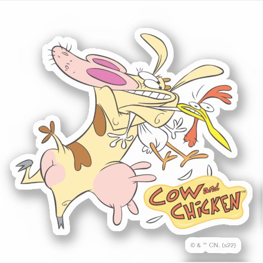 Kuh- und Hühnerstück-Grafik Aufkleber (Vorderseite)