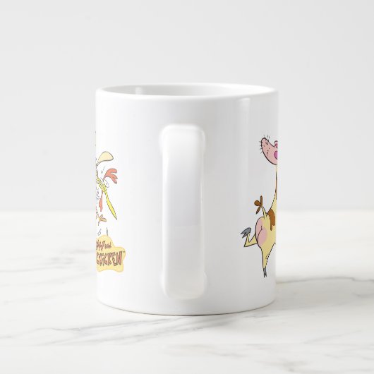 Kuh- und Hühnerstück-Grafik Jumbo-Tasse (Rückseite)