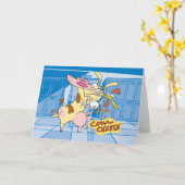 Kuh- und Hühnerstück-Grafik Karte (Gelbe Blume)