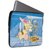 Kuh- und Hühnerstück-Grafik Laptopschutzhülle (Vorne Rechts)