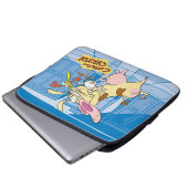 Kuh- und Hühnerstück-Grafik Laptopschutzhülle (Vorne Knopf)