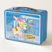 Kuh- und Hühnerstück-Grafik Metall Brotdose (Rückseite)