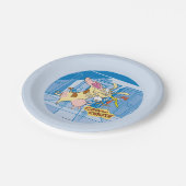 Kuh- und Hühnerstück-Grafik Pappteller (Schrägansicht)