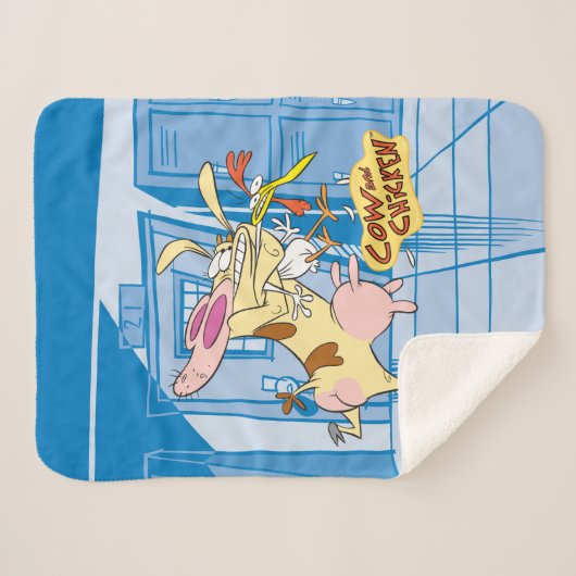 Kuh- und Hühnerstück-Grafik Sherpadecke (Vorderseite (Horizontal))