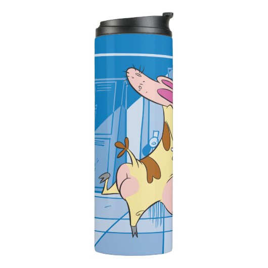 Kuh- und Hühnerstück-Grafik Thermosbecher (Nach links gedreht)