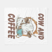 Kuh und Kaffee , Die lustige Western Mädchen Fleecedecke (Vorderseite (Horizontal))