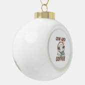 Kuh und Kaffee , Die lustige Western Mädchen Keramik Kugel-Ornament (Links)