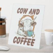 Kuh und Kaffee , Die lustige Western Mädchen Sockelschild (In Situ)