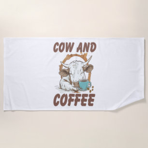 Kuh und Kaffee Png, Lustiges Western-Mädchen Strandtuch