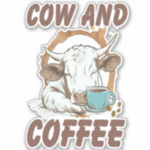 Kuh- und Kaffeepause, Funny Western Girl Aufkleber (Vorderseite)