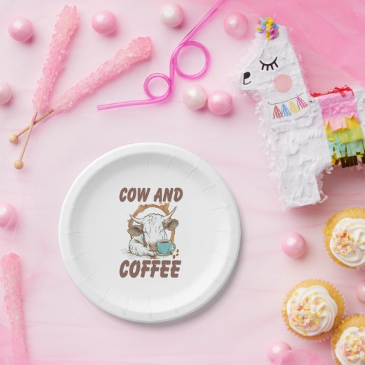 Kuh- und Kaffeepause, Funny Western Girl Pappteller (Party)