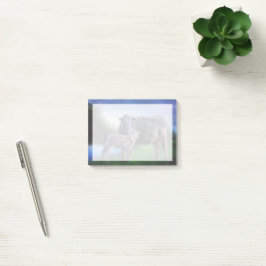 Kuh und Kalb am ruhigen See in den Hügeln von Roll Post-it Klebezettel