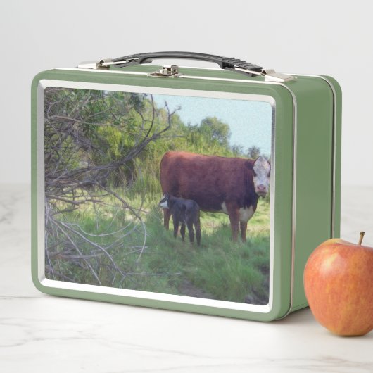 Kuh und Kalb auf Weide v2 Metall Brotdose (Beispiel)
