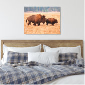 Kuh und Kalb (Bison Bison) Leinwanddruck (Insitu (Schlafzimmer))