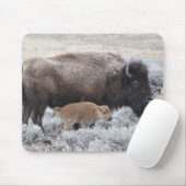 Kuh und Kalb Bison, Gelbstein Mousepad (Mit Mouse)