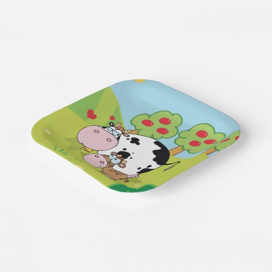 Kuh und Kalb Pappteller (Gewinkelt)