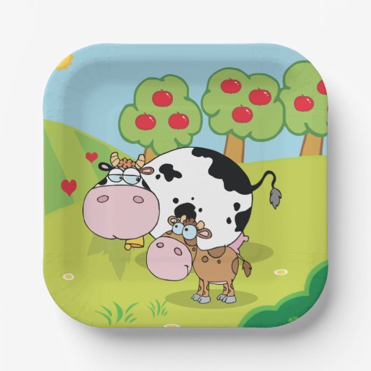 Kuh und Kalb Pappteller (Vorderseite)