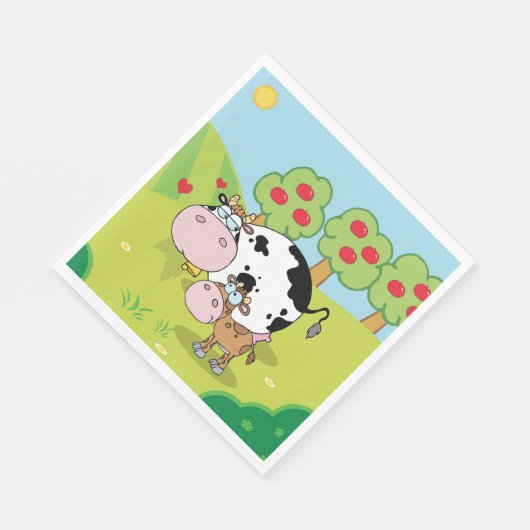 Kuh und Kalb Serviette (Ecke)