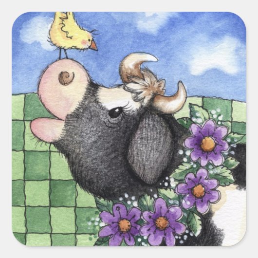 Kuh und Küken - Aufkleber (Vorderseite)