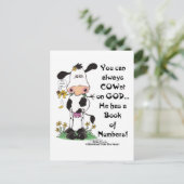 Kuh und Ladybug COWnt auf Gott Postkarte (Stehend Vorderseite)